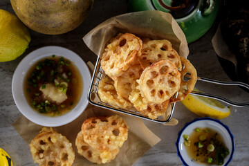 Deep fried Burdock root slice