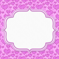 Love border with pink heart on white