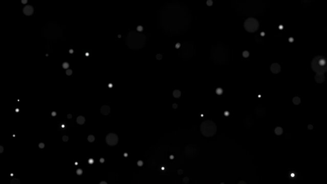 Animation of white snow falling on black background	