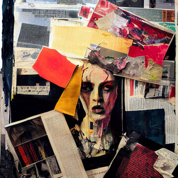 Collage of mixed media art design
