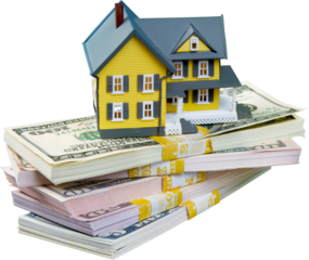 Model of a House on a Stack of Money - Isolated