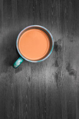 Coffee mug on a rustic wooden table