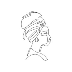 Vector illustration of a female portrait drawn in line-art style