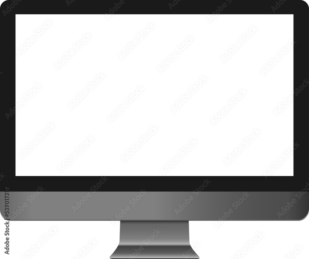 Wall mural computer with transparent screen. desktop with transparent display. realistic computer. isolated des