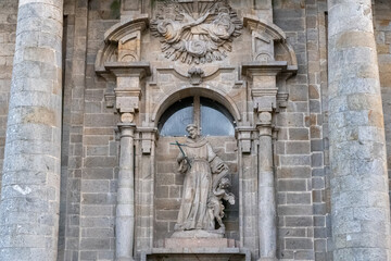 Facade of the Church of San Francisco, Santiago de Compostela, Galicia, Spain. Santiago's road.