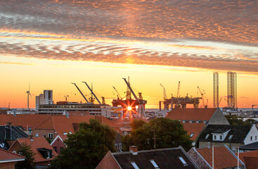 sunset over the city