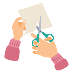 Drawing Of Cutting Paper With Scissors