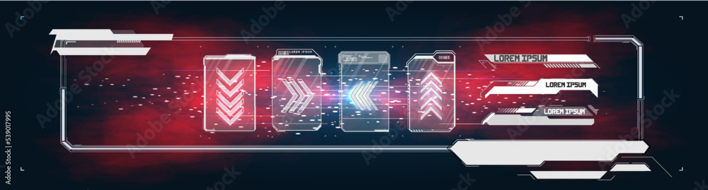 Poster sci fi modern user interface elements. futuristic abstract hud frame screen, button, loading, text i