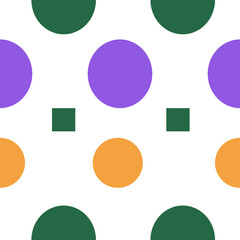 Vector pattern with simple purple green and orange  figures 