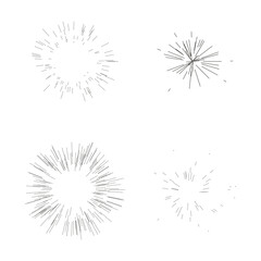 set of vector line  fireworks