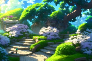 This fantasy backround is perfect to decorate your anime, manga or videogame project. This illustration can be also used in a photorealistic style, adding a touch of magical realism to a scene.
