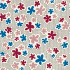 Trendy fabric pattern with miniature burgundy,pink,blue colors flowers.Fashion design on grunge texture.Motifs scattered random.Elegant template for fashion prints,textile,fabric,gift wrapping paper