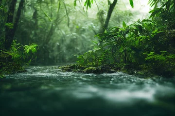 Voile Gardinen Waldfluss Dschungelfluss