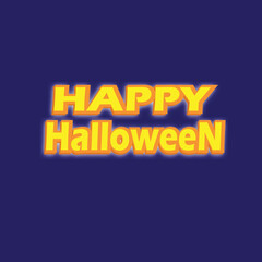 Happy Hallowen Text Effect Banner Design With Blue  Background and  Yellow Color Fonts, Text Effect Banner Design For Media Channel Poster.