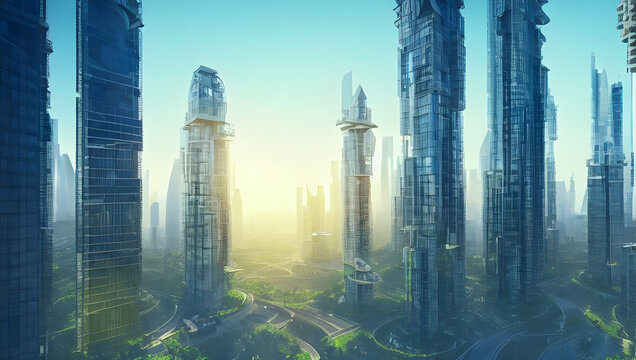 Panorama Of The Green Future City