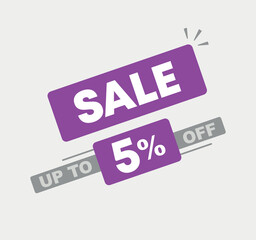 5% off. Sale banner, discount. For offers and promotions. Vector illustration