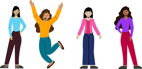 vector cartoon illustration of happy woman