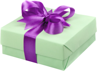 Gift box with ribbon and a bow on white background