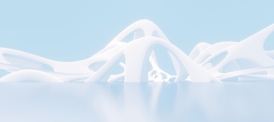 Futuristic white architecture background bionic design of city 3d render