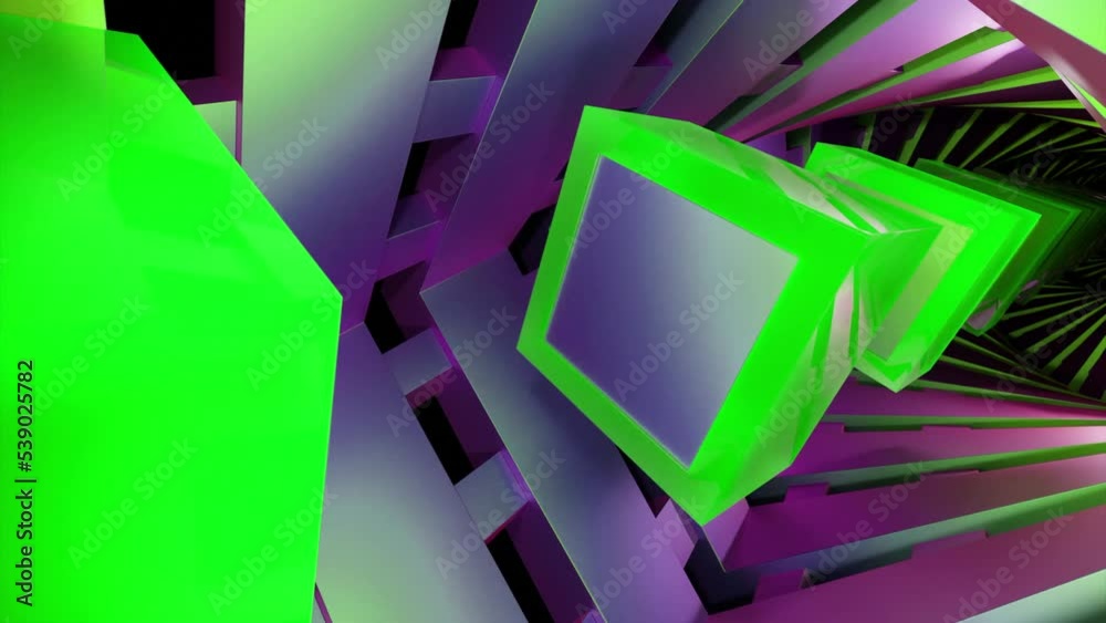 Aufkleber 3d tunnel with moving streams of squares. design. colorful 3d squares pass through stream of square 
