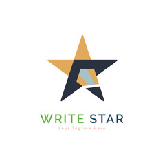 write star pencil ballpoint logo template design for brand or company and other