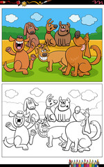 cartoon dogs animal characters group coloring page
