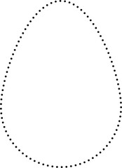 Black outlined egg shape, dotted line. Oval design element. Isolated png illustration, transparent background. Asset for overlay, montage, collage, template. Easter holiday concept.	