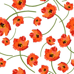 Poppy flower elegant seamless pattern