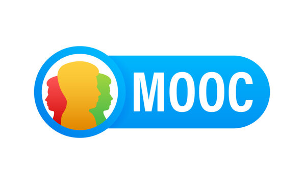 MOOC - Massive Open Online Course icon, label, badge. Vector stock illustration.