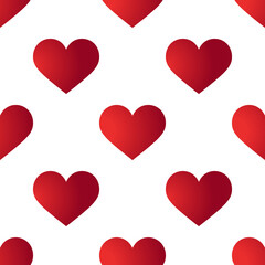 Seamless pattern. Red Heart. Vector illustration of bright hearts on white background. Valentine Day. For holiday designs, greeting cards, holiday prints, designer packaging, stylish textiles, etc.