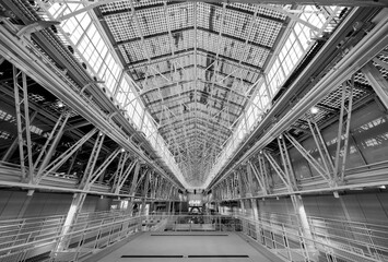 Interior of modern metal building