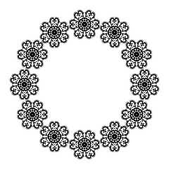 Frame with floral ornament. Circular black flower border. Decorative border. Ornament for decoration of cards and invitations.Vector illustration.