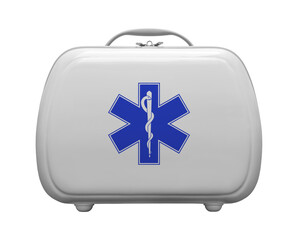 First aid kit with star of life logo on transparent background, frontal view