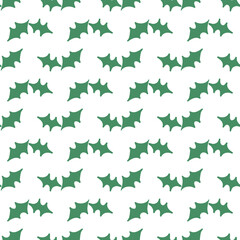 Fototapeta premium Christmas seamless pattern with green holly leaves. Winter background for wrapping paper, greeting cards, web pages, scrapbook. New Year texture.