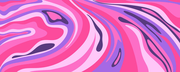 Wave y2k background for retro design. Liquid groovy marble pink background. Purple y2k pattern in modern style pink. Psychedelic retro wave wallpaper.