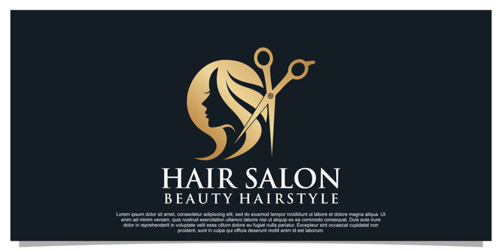 hair cut logo design vector with creative concept for women beauty salon