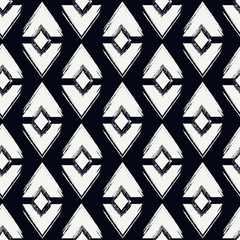 Paint brush rhombuses ornament. Seamless lozenges pattern. Hand drawn diamonds backdrop. Tiles wallpaper. Ethnic motif. Geometric background. Digital paper. Geometrical textile print.