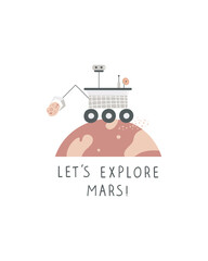 Hand drawn mars rover poster