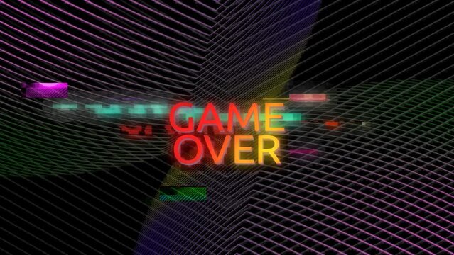 Game over on an animated background. Game over on an abstract animated background