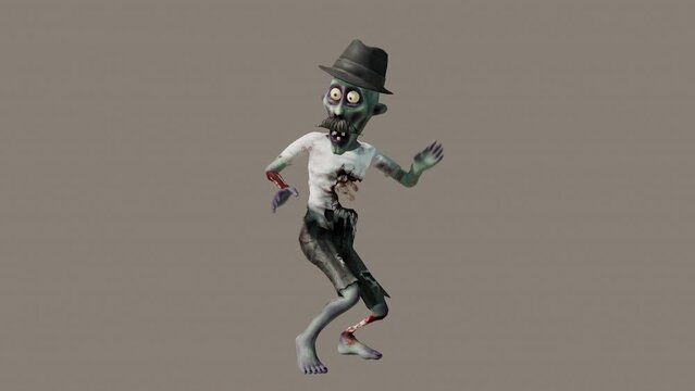 Looped animation of a dancing zombie on a transparent background
