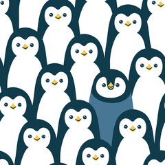 Vector seamless pattern with cute penguins