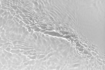Water texture with wave sun reflections on the water overlay effect for photo or mockup. Organic light gray drop shadow caustic effect with wave refraction of light. Banner with copy space.