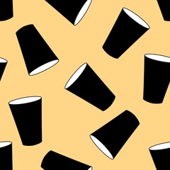 Cartoon cups seamless drinks doodle pattern for wrapping paper and fabrics and clothes print and kids