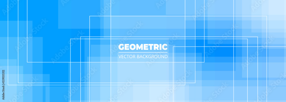 Aufkleber Minimal geometric light blue background with white square lines and shapes. Modern abstract texture banner design. Vector illustration