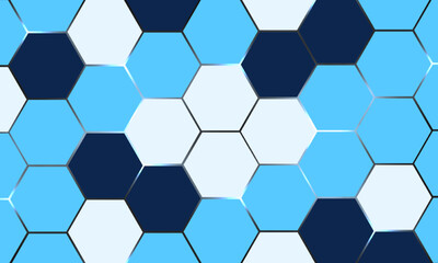 Blue hexagon gaming abstract vector background with blue and white hexagonal shapes. Vector illustration