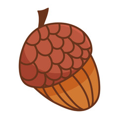 Hand drawn acorn for christmas decoration. Vector illustration. Isolated on white background.