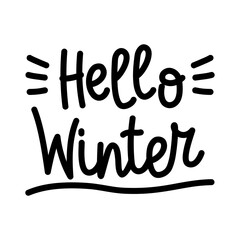 Hand drawn lettering Hello Winter isolated on white background, vector illustration