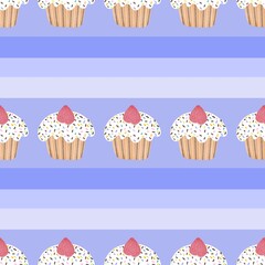 Birthday cartoon seamless cake pattern for wrapping paper and fabrics and linens and kitchen textiles