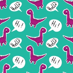 Naklejka premium Dinosaur animals seamless cartoon doodle monsters pattern for wrapping paper and kids clothes print and fabrics