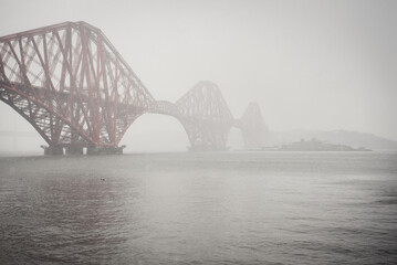 View of the George IV Bridge Rail Bridge across the water of the Firth of Forth in an Winter day in...